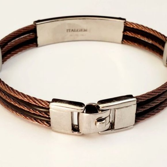 ITALGEM STEEL Men Rose Gold Plated Steel Bracelet.